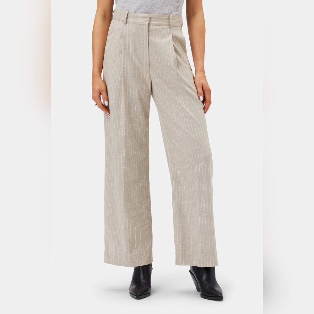 Amour Vert Striped Pleated Wide-Leg Pants